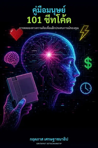 ปกหนังสือ คู่มือมนุษย์: 101 ชีทโค้ด — การทดลองทางความคิดเพื่อแฮ็กประสบการณ์ของคุณ